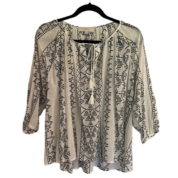 LOFT Ann Taylor Peasant Top Petite Large - Picture 1 of 7